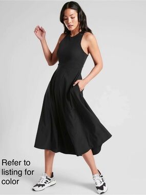 Athleta Winona Midi Dress - NAVY BLUE - Large